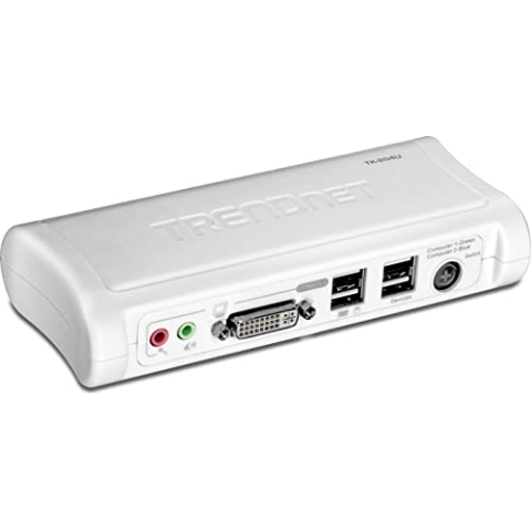 TRENDnet TK-204UK 2-Port DVI-USB-KVM-Umschalter mit Audiofunktion weiß