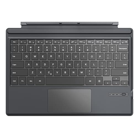 MoKo Touchpad Tastatur für Microsoft Surface Pro 7 Plus/Pro 7/ Pro 6/ Pro 5/ Pro 4/Pro 3, QWERTY Layout Kabellose Type Cover Tastatur Bluetooth Keyboard mit Integriertem Wiederaufladbaren Akku, Grau