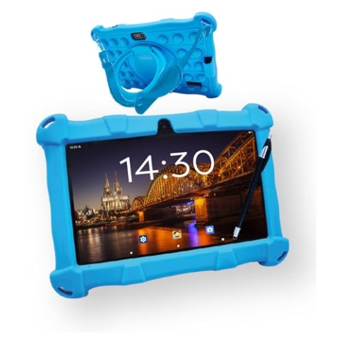 AngelTech Kinder-Tablet Slim – 7 Zoll - 3GB RAM + 4GB Virtual RAM - 64 + 64GB Speicher (Blau)