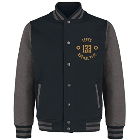 Pokémon Evoli Männer Collegejacke schwarz/grau meliert XL
