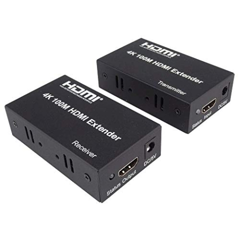 PremiumCord 4K HDMI Extender auf 100m über EIN Cat5e/Cat6 Kabel, Metallgehäuse, LED Status, Kompatibel mit Video 4K UHD, Full HD 1080p 60Hz, HDCP, schwarz