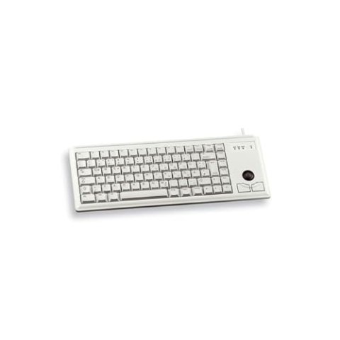 CHERRY G84-4400, Kompakte Tastatur mit Trackball, UK-Layout (QWERTY), Kabelgebunden (USB-Anschluss), 2 Maustasten, Mechanische CHERRY ML Switches, Grau