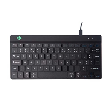 R-Go Compact Break Tastatur, AZERTY FR Layout, Mit Pausenanzeige, Ergonomische flaches Design, Kabelgebunden, Schwarz