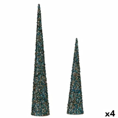 Krist+ Set mit Figuren, Kegel, Pailletten, Blau, Gold, Kunststoff (4 Stück)