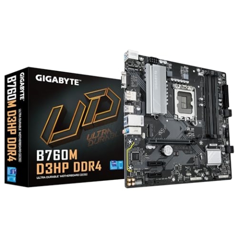 GIGABYTE B760M D3HP DDR4 Motherboard - Unterstützt Intel Core 14. Generation CPUs, 4+1+1 Phasen Digital VRM, bis zu 5333MHz DDR4 (OC), 2xPCIe 4.0 M.2, GbE LAN, USB 3.2 Gen1