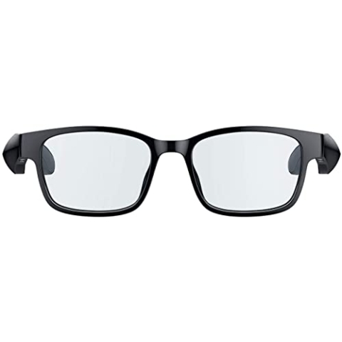 Razer Anzu Smart Glasses (rechteckige, kleine Gläser) - Audio-Brille mit Blaulicht- oder Sonnenschutz-Filter (Integriertes Mikrofon + Lautsprecher, 5 Stunden Akku, spritzwassergeschützt) Schwarz