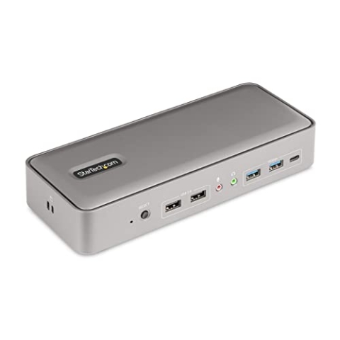 StarTech.com Dual Monitor USB-C KVM Dockingstation für Zwei Laptops, 2x 4K 60Hz DisplayPort Dock/KVM Switch, 5x USB, 90W/45W Power Delivery für zwei Notebooks, Windows/macOS (129UE-USBC-KVM-DOCK)