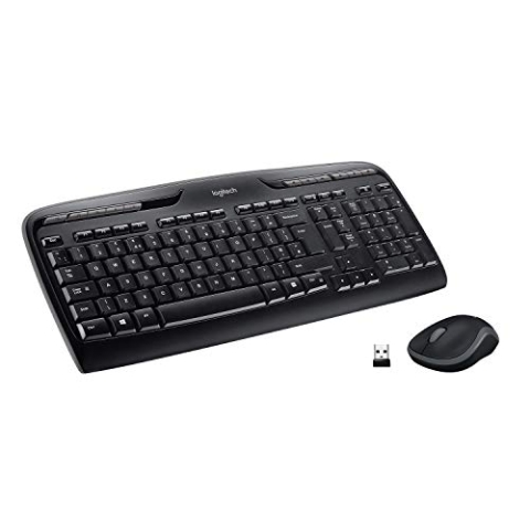 Logitech MK330 Kabelloses Tastatur-Maus-Set, 2.4 GHz Verbindung via Unifying USB-Empfänger, 4 programmierbare G-Tasten, 12 bis 24-Monate Batterielaufzeit, PC/Laptop, UK QWERTY-Layout - Schwarz