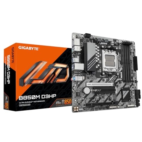 GIGABYTE B850M D3HP Motherboard - AMD Ryzen 9000 Series CPUs, 5+2+2 Phasen Digital VRM, bis zu 8200MHz DDR5 (OC), 1xPCIe 5.0 + 1xPCIe 4.0 M.2, GbE LAN, USB 3.2 Gen 2