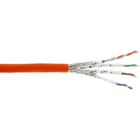InLine 70050I Verlegekabel Cat.7a, S/FTP (PiMF) 4x2x0,58 AWG23, 1200MHz, halogenfrei, orange, 50m