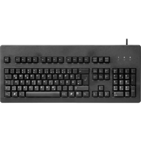 CHERRY G80-3000, Kabelgebundene Mechanische Tastatur, Deutsches Layout (QWERTZ), USB-Anschluss, Robust, Programmierbare Tasten, MX BLACK Switches, Schwarz