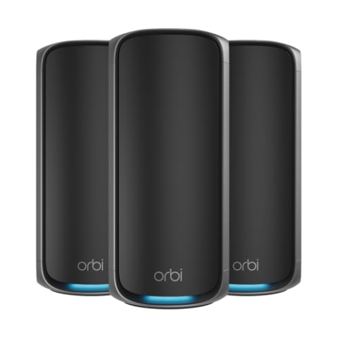 NETGEAR Orbi Next Generation 7 Mesh Quad-Band WLAN-System (RBE973SB)| WLAN-Router 7 + 2 Satelliten | Deckt 900 m² ab, 200 Geräte| BE27000, 27 Gbit/s | OK Sehr Dicke Wände| Kompatibel mit Allen Boxen
