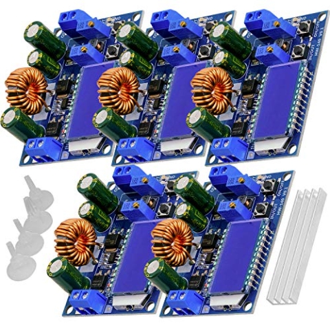 AZDelivery 5 x HW-140 DC-DC Buck Boost Power Converter Automatischer Step Up/Down, Volt- und Ampere-Meter-LCD-Anzeige, Spannungswandler 3A 5,5V-30V zu 0,5V-30V kompatibel mit Arduino inklusive E-Book!