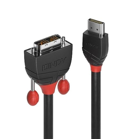 LINDY 36275 10m HDMI an DVI Kabel, Black Line schwarz rot