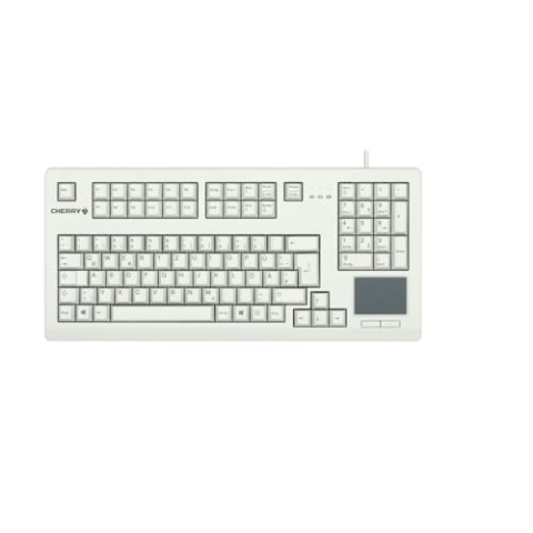 CHERRY G80-11900, Kompakte Mechanische Tastatur mit Nummernblock, Touchpad & 2 Maustasten, Deutsches Layout (QWERTZ), USB-Anschluss, MX BLACK Switches, Hellgrau