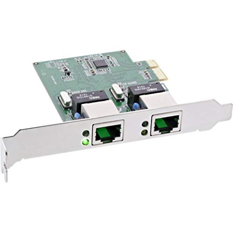 InLine 51126K Dual Gigabit Netzwerkkarte, PCI Express, 2x 1GBit/s, PCIe x1, inkl. low profile Slotblech