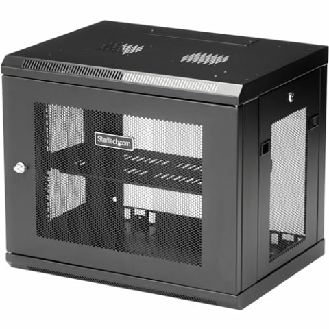 StarTech.com 2-Pfosten 9HE Wand Netzwerkschrank mit 1HE Fachboden, 19" Wand Server Rack für IT / Daten Computer Ausrüstung