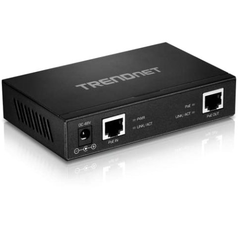 TRENDnet TPE-E110 Gigabit PoE + Repeater / Verstärker, Extender, Erweiterung 100m für Entfernungen bis 200 m (656 ft) auf, Unterstützt PoE (15,4 W) und PoE + (30W)