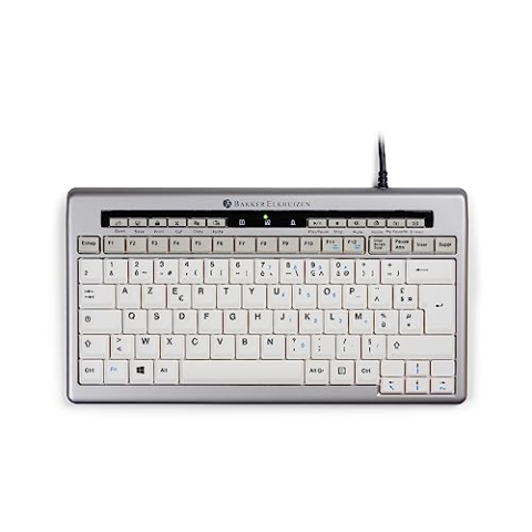 BakkerElkhuizen S-Board 840 Compact Tastatur, französisches Layout AZERTY, Kabelgebunden, Hellgrau/Weiß