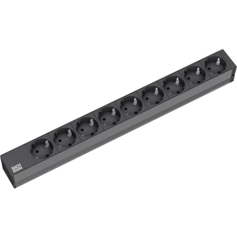 19" Steckdosenleiste 9fach, ohne Schalter, schwarz