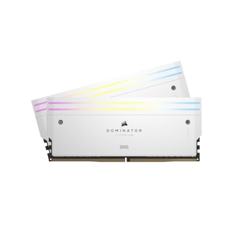CORSAIR Dominator Titanium RGB DDR5 RAM 96GB (2x48GB) DDR5 6600MHz CL32 Intel XMP iCUE-Kompatibler Computerspeicher - Weiß (CMP96GX5M2B6600C32W)