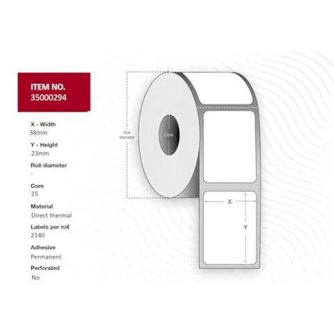 Capture 38x23 mm. Thermal Permanent 25 mm core. 2.140 lab./roll, 35000294 (25 mm core. 2.140 lab./roll)
