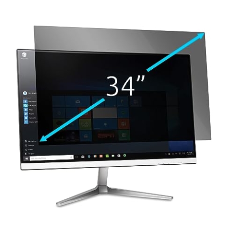 Kensington Blickschutzfilter für Monitore 34 Zoll, 21:9, Geeignet für LG, ViewSonic, Samsung, BENQ, DSGVO-konform, Für mehr Datensicherheit, Mit Blaulichtfilter und Blendschutz, 627436