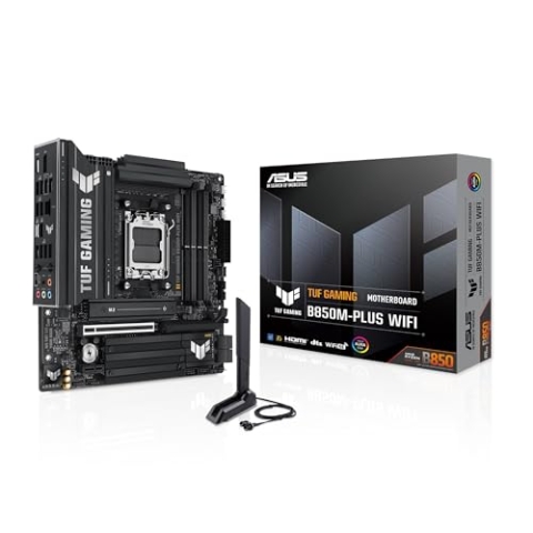 ASUS TUF Gaming B850M-PLUS WiFi Mainboard Sockel AMD AM5 (AMD B850, mATX, DDR5 Speicher, PCIe 5.0, 2X PCIe 4.0 M.2, WiFi 6E, Aura Sync)