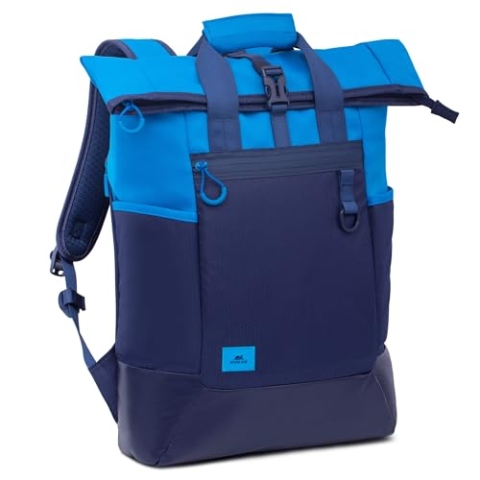 Rivacase Ultraleichter Rucksack Laptop bis 15.6 Zoll - Tagesrucksack wasserabweisend, Schulrucksack und Schultasche, Sportrucksack für Reisen und Arbeit (Blau)