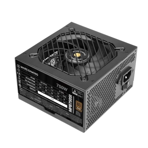 Mars Gaming MPB750SI, PC-ATX-Netzteil 750W, 7 Jahre Garantie, 80Plus Bronze 230V, 90% Effizienz, SI Extreme Silence Lüfter mit Kupferkern, AI2-RPM-, DC-DC- und SMD-Technologien, Schwarz