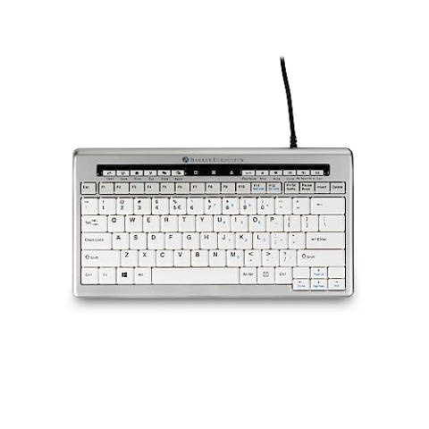 BakkerElkhuizen S-Board 840 Compact Tastatur, US-Layout QWERTY, Kabelgebunden, Hellgrau/Weiß