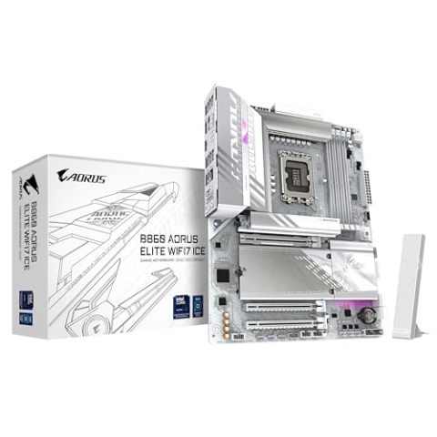 GIGABYTE B860 AORUS Elite WIFI7 Ice Mainboard - Intel Core Ultra CPUs, 14+1+2+1 Phasen VRM, bis zu 9200MHz DDR5, 1xPCIe 5.0 + 2xPCIe 4.0 M.2, 2,5 GbE LAN, WiFi 7, USB 4