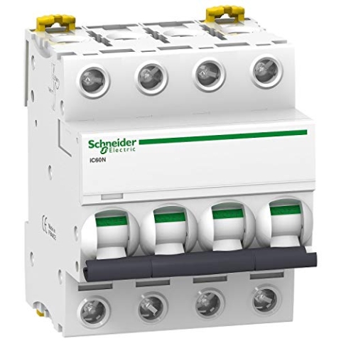 Schneider Electric a9 F75420 IC60 N Acti9 Leitungsschutzschalter, Krümmung D, 4P, 85 mm Höhe x 72 mm Breite x 78.5 mm Tiefe, 20 A, 50/60 Hz, Weiß
