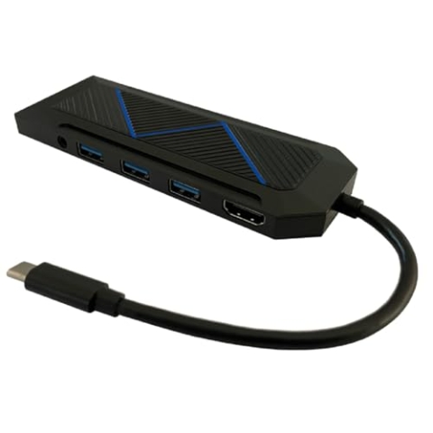 LC-Power USB3.0 C Hub RGB 6-Port Gigabit Ethernet USB-A&USB-C SD/MMC 3,5 mm Audio Multi Interface Expander,HDMI 4K Desktop,Host Laptop,MacBook Universal