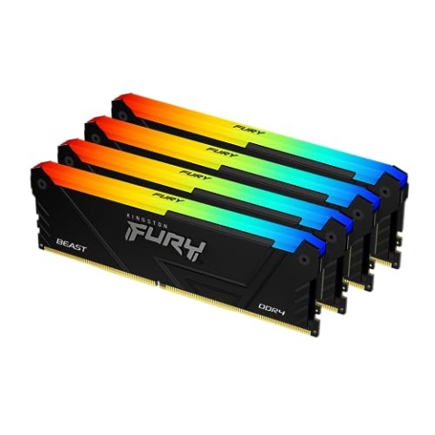 Kingston FURY Beast RGB 64GB 3200MT/s DDR4 CL16 DIMM (Kit mit 4) PC Arbeitsspeicher KF432C16BB2AK4/64