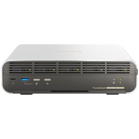 Qnap TBS-h574TX-i3-12G Thunderbolt Compact All-Flash | 5 x E1.S or M.2 SSD's, Intel Core i3-1320PE (8C/12T), 2 x Thunderbolt 4