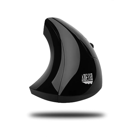 Adesso iMouse E10 Vertikale ergonomische optische Maus (6 Tasten, 2,4 GHz, RF Wireless-Maus, Rechtshänder), Schwarz