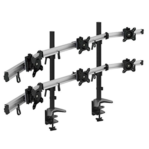 HFTEK 6-Fach Monitorarm - Tischhalterung für 3+3 Bildschirme von 15-27 Zoll mit VESA 75/100 (MP260C-N)
