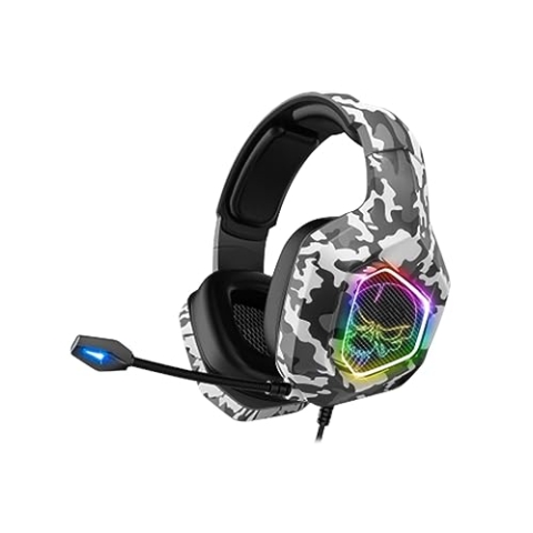 SPIRIT OF GAMER - Elite-H50 - Artic Gamer Audio Headset - Flexibles Mikrofon - Kunstlederkissen - Skull LED RGB - 3,5-mm PS5 / Xbox X/PC / PS4 / Xbox ONE/Switch-Multiplattform