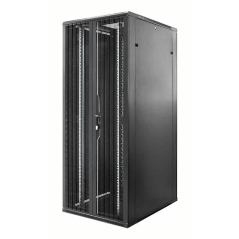 47HE 19 Zoll Serverschrank - mit perforierter Doppelflügeltüren vorne und hinten (BxTxH) 800 x 800 x 2200mm - Schwarz - Traglast 800 kg