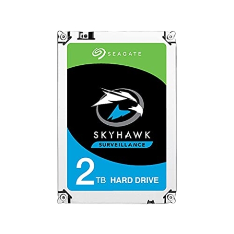Seagate SkyHawk, interne Festplatte 2 TB HDD, für Videoaufnahme mit bis zu 64 Kameras, 3.5 Zoll, 64 MB Cache, SATA 6 Gb/s, silber, inkl. 3 Jahre Rescue Service, Modellnr.: ST2000VX008