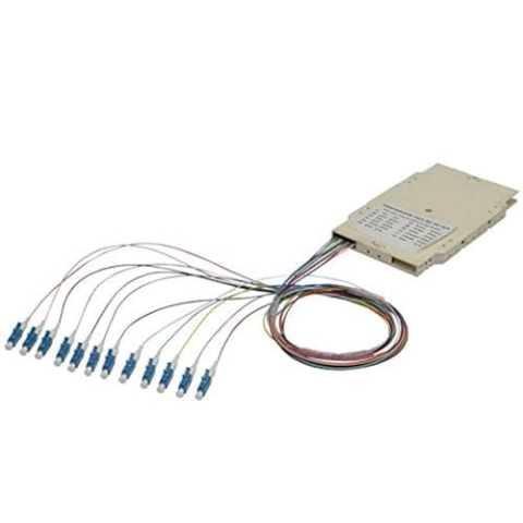 DIGITUS LWL Spleiß-Kassette - 12 Pigtails - Vormontiert - LC - OM4 - Durchgefärbt nach DIN IEC 60304 - Reinweiß