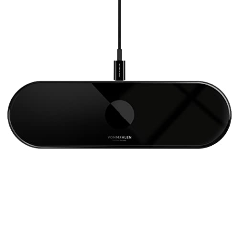Vonmählen Aura Home Wireless Charging Pad - 3in1 Schnellladegerät, Magnetisches Multi-Gerät-Ladepad, Kompatibel mit Handyhüllen bis zu 7mm, Hochwertige Materialien, Minimalistisches Design - Schwarz