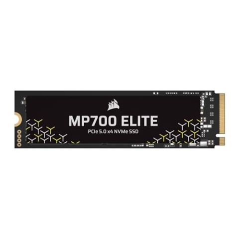 Corsair MP700 Elite 1TB PCIe 5.0 x4 NVMe M.2 SSD – Bis zu 10,000MB/sec – Hohe Dichte 3D TLC NAND – M.2 2280 – Kompatibel mit DirectStorage – Schwarz