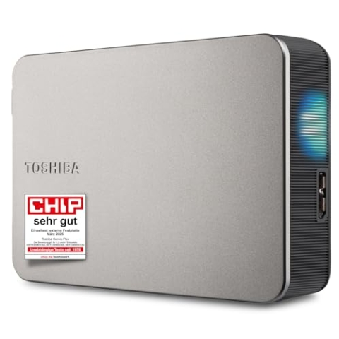 TOSHIBA Canvio Flex 4TB - tragbare Externe 2,5''-Festplatte (HDD) für Mac, Windows PC, Smartphone und Tablet, kompatibel mit den meisten USB-C- und USB-A-Geräten, warmes Silber (HDTX240ESCCA)