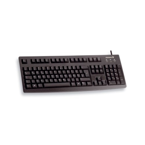 CHERRY G83-6105, Kabelgebundene Tastatur für Industrieanwendungen, Schweizer Layout (QWERTZ), Abriebfeste Tasten, Leicht zu Reinigen, Recyclingfähig, Schwarz