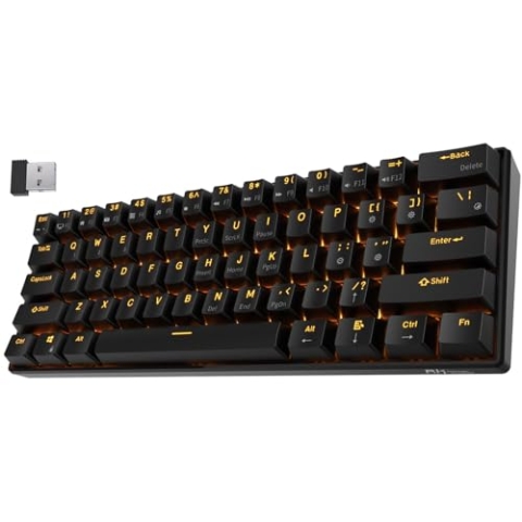 RK ROYAL KLUDGE RK61-US 2.4Ghz Kabellose/Bluetooth/Verkabelte 60% Mechanische Tastatur, 61 Tasten kompakte Tastatur, Hot Swappable Braune Schalter Gaming Tastatur mit Software für Windows/Mac/Android