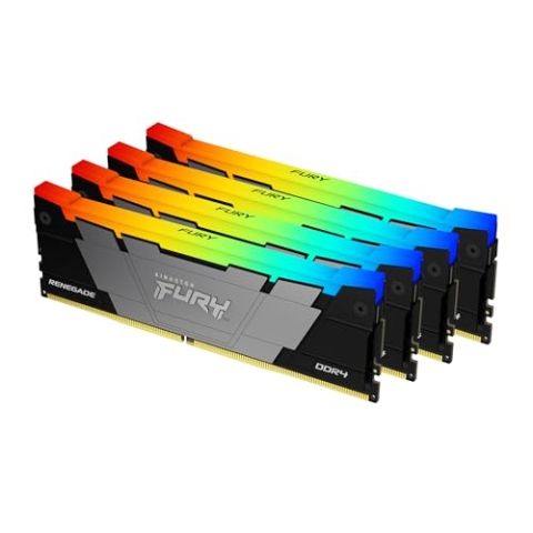 Kingston FURY Renegade RGB 64GB 3600MT/s DDR4 CL16 DIMM (Kit of 4) 1Gx8 Desktop Gaming Memory - KF436C16RB12AK4/64