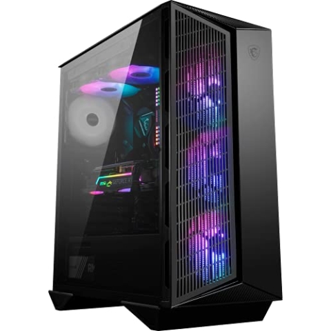 MSI MPG GUNGNIR 110M Mid-Tower ATX Gehäuse (2x USB 3.1 Anschluss, 4x 120mm A-RGB Fan im Lieferumfang, schwarz, RGB)