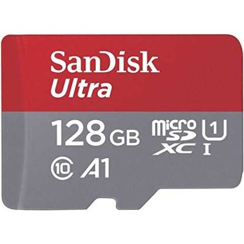 SanDisk Ultra 128GB Imaging microSDXC Speicherkarte + SD-Adapter bis zu 100 MB/Sek, Class 10, U1, A1,Grau, Rot, Weiß